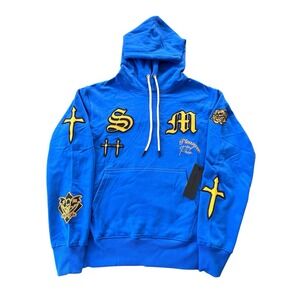 Saint Morta Graveyard Patchwork Pullover Blue Hoodie Sweatshirt Size S Hip‎ Hop